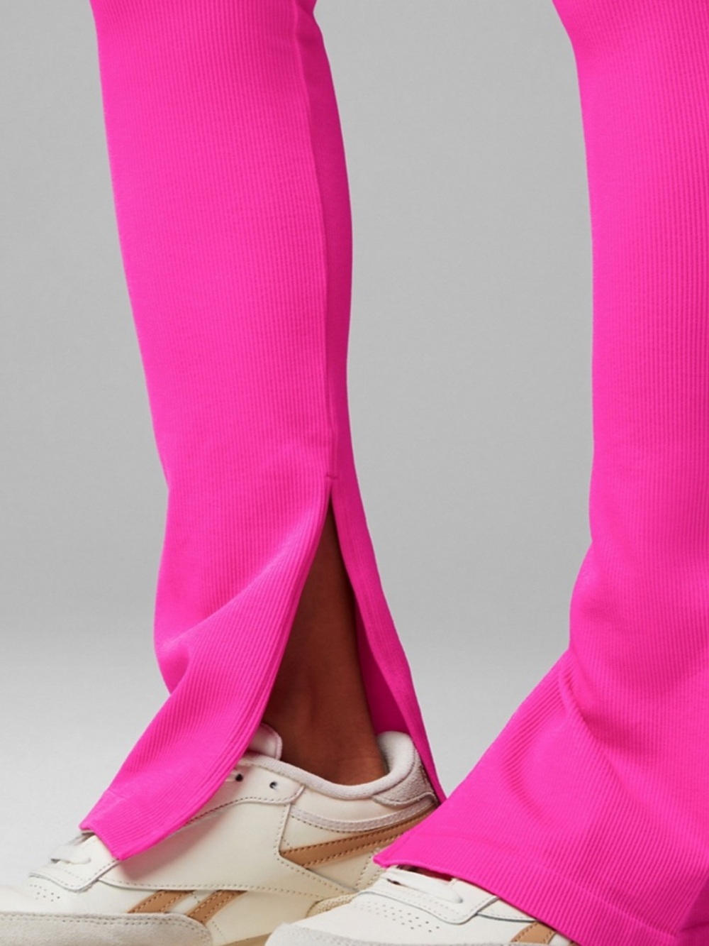 Fabletics Hot Pink Ribbed Split-Hem Leggings - Picture 3 of 6